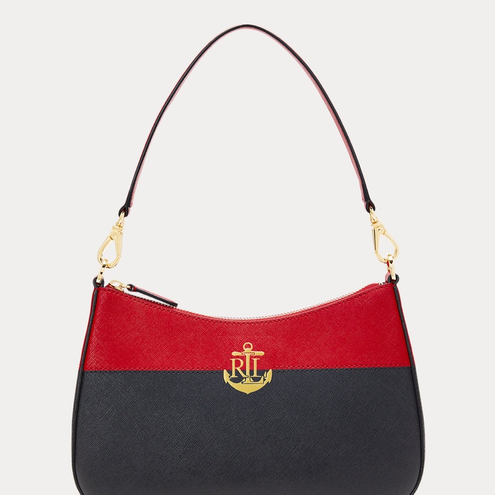 Ralph Lauren Red and Black Shoulder Bag with Gold Hardware